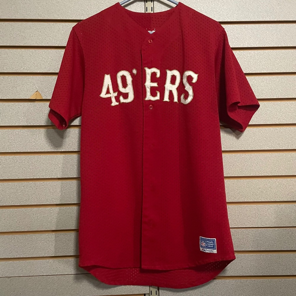 VTG Majestic San Francisco 49ERS Red Mesh Baseball Jersey Men's Size Medium NFL
